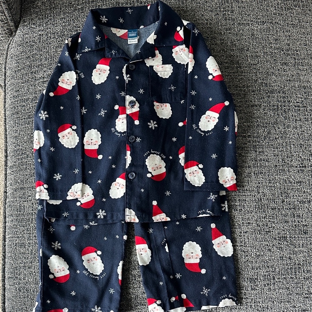Old Navy Kids Pajama Set - Navy with Santa Print